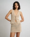 Onia Crochet Knit Tie Front Tank Top In Sandshell