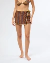 Onia Crochet Mesh Mini Wrap Skirt In Pale Gold