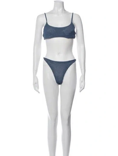 Pre-owned Onia Crochet Trim Bikini In Blue