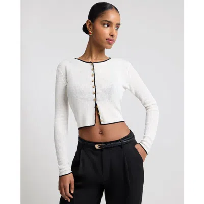 Onia Cropped Linen Cardigan In White