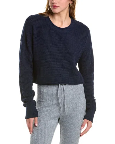 Onia Cropped Waffle Sweater In Blue