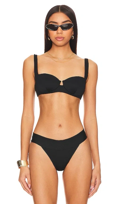Onia Danica Ribbed Underwired Bikini Top In Schwarz