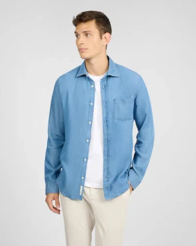 Onia Denim Chambray Long Sleeve Shirt In Blue