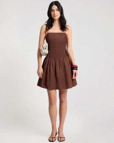 Onia Dropped Waist Pintuck Dress In Brown