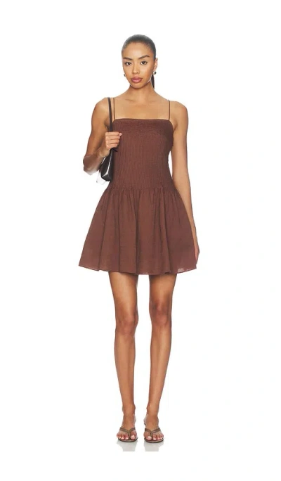 Onia Dropped Waist Pintuck Dress In Brown