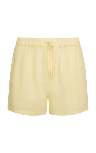 Onia Air Linen Elastic Drawstring Short In Yellow