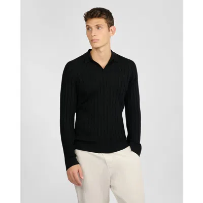 Onia Extra Fine Merino Wool Johnny Collar Polo In Black