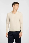Onia Extra Fine Merino Wool Long Sleeve Polo In Neutral