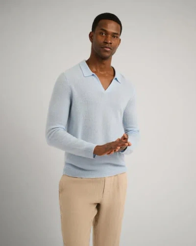Onia Featherweight Cashmere Sweater Polo In Blue