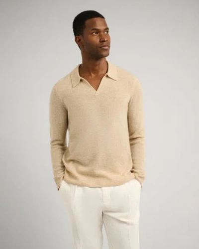 Onia Featherweight Cashmere Sweater Polo In Neutral
