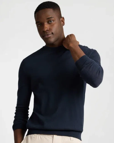 Onia Fine Cotton Knit Long Sleeve Crewneck Sweater In Blue