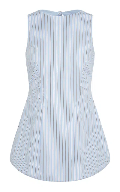 Onia Fitted Boatneck Bubble Mini Dress In Blue