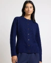 Onia Fitted Cable Knit Cardigan In Blue