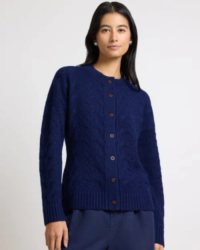 Onia Fitted Cable Knit Cardigan In Blue