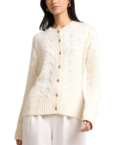 Onia Fitted Cable Knit Cardigan In Neutral