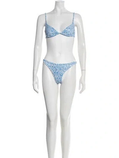 Pre-owned Onia Floral Print Bikini W/ Tags In Blue