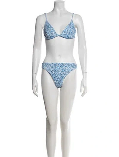 Pre-owned Onia Floral Print Bikini W/ Tags In Blue