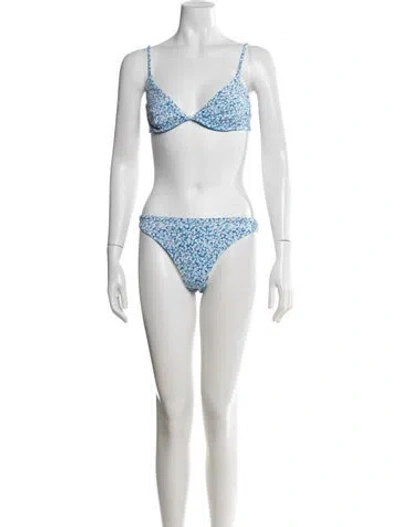 Pre-owned Onia Floral Print Bikini W/ Tags In Blue