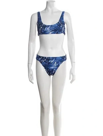 Pre-owned Onia Floral Print Bikini W/ Tags In Blue