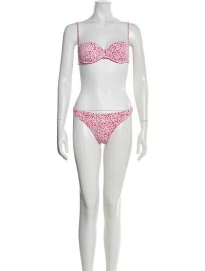 Pre-owned Onia Floral Print Bikini W/ Tags In Pink