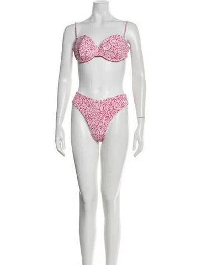 Pre-owned Onia Floral Print Bikini W/ Tags In Pink