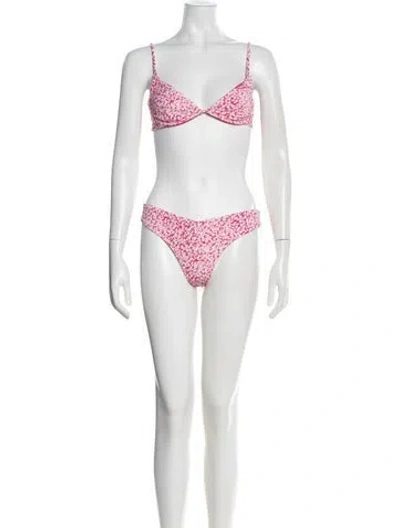 Pre-owned Onia Floral Print Bikini W/ Tags In Pink