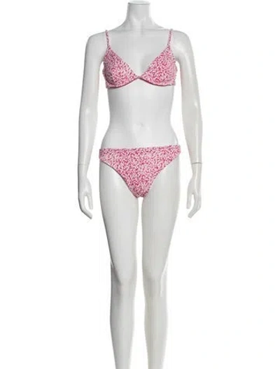Pre-owned Onia Floral Print Bikini W/ Tags In Pink