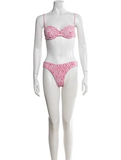 Pre-owned Onia Floral Print Bikini W/ Tags In Pink