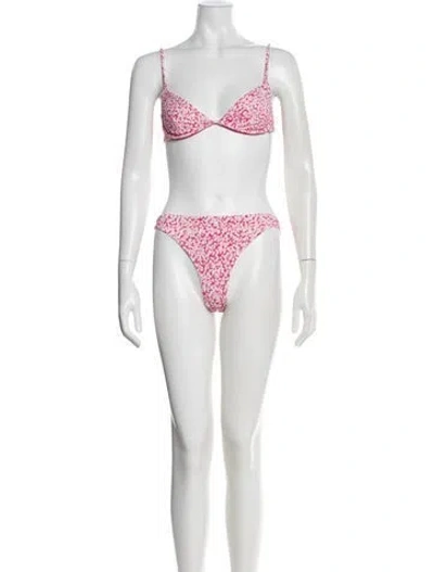 Pre-owned Onia Floral Print Bikini W/ Tags In Pink