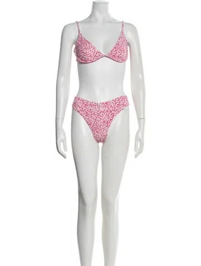 Pre-owned Onia Floral Print Bikini W/ Tags In Pink