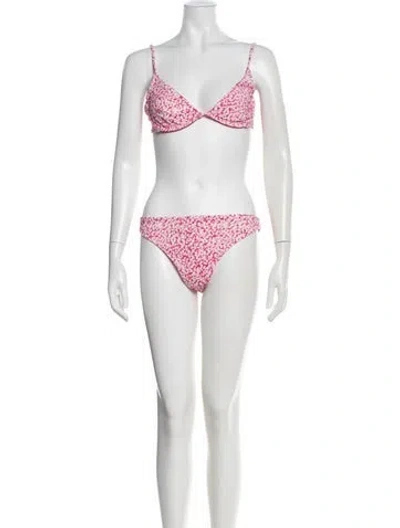 Pre-owned Onia Floral Print Bikini W/ Tags In Pink