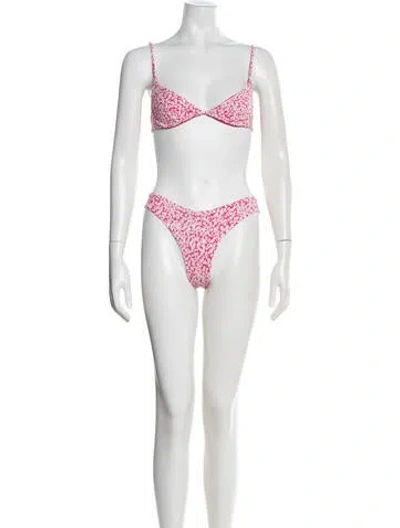 Pre-owned Onia Floral Print Bikini W/ Tags In Pink