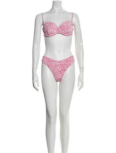 Pre-owned Onia Floral Print Bikini W/ Tags In Pink