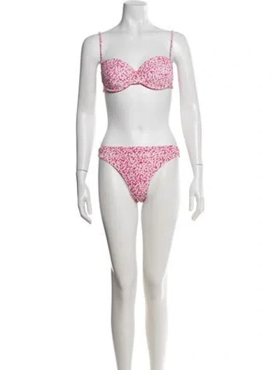 Pre-owned Onia Floral Print Bikini W/ Tags In Pink