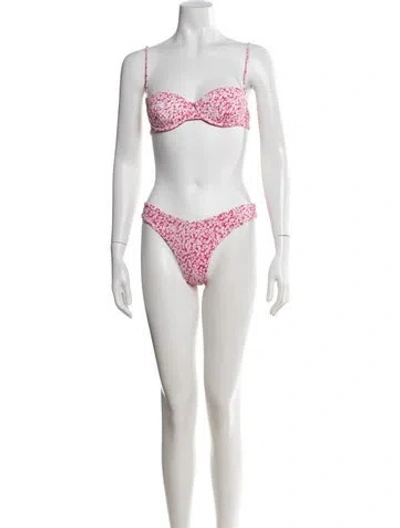 Pre-owned Onia Floral Print Bikini W/ Tags In Pink