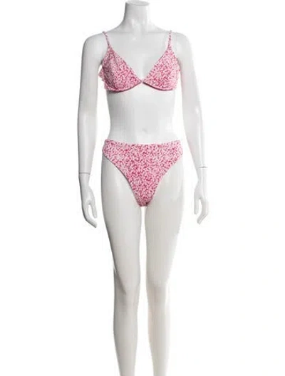 Pre-owned Onia Floral Print Bikini W/ Tags In Pink