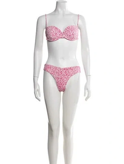 Pre-owned Onia Floral Print Bikini W/ Tags In Pink