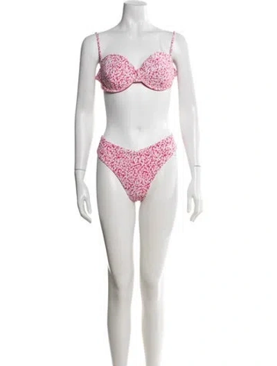 Pre-owned Onia Floral Print Bikini W/ Tags In Pink