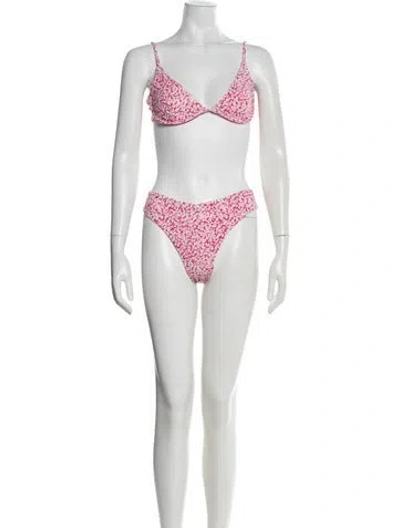 Pre-owned Onia Floral Print Bikini W/ Tags In Pink