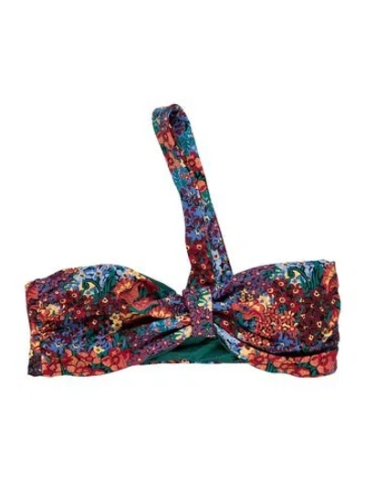 Pre-owned Onia Floral Print Bow Accents Top W/ Tags In Red