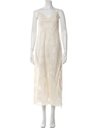 Pre-owned Onia Floral Print Long Dress In Grey/neutrals