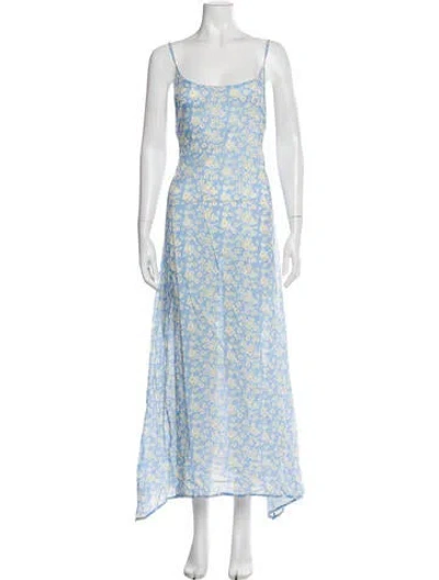 Pre-owned Onia Floral Print Midi Length Dress W/ Tags In Blue