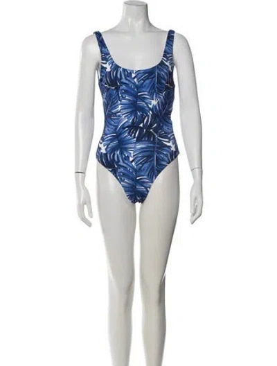 Pre-owned Onia Floral Print One-piece W/ Tags In Blue