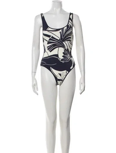 Pre-owned Onia Floral Print One-piece W/ Tags In White