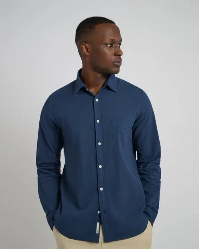 Onia Garment Dye Cotton Voile Shirt In Deep Navy