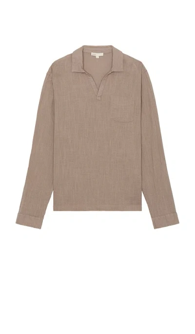 Onia Gauze Popover Shirt In Brown