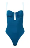 Onia Giselle Ruched One-piece Swimsuit In Blue