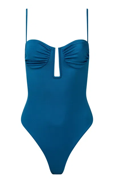 Onia Giselle Ruched One-piece Swimsuit In Mykonos Blue