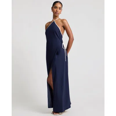Onia Halter Wrap Dress In Blue