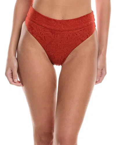 Onia Palm Jacquard Poppy Ivy Bikini Bottoms In Dark Red